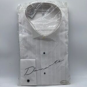 D’amante White Men's Formal Dress Shirt with French Cuffs Size 16 Neck